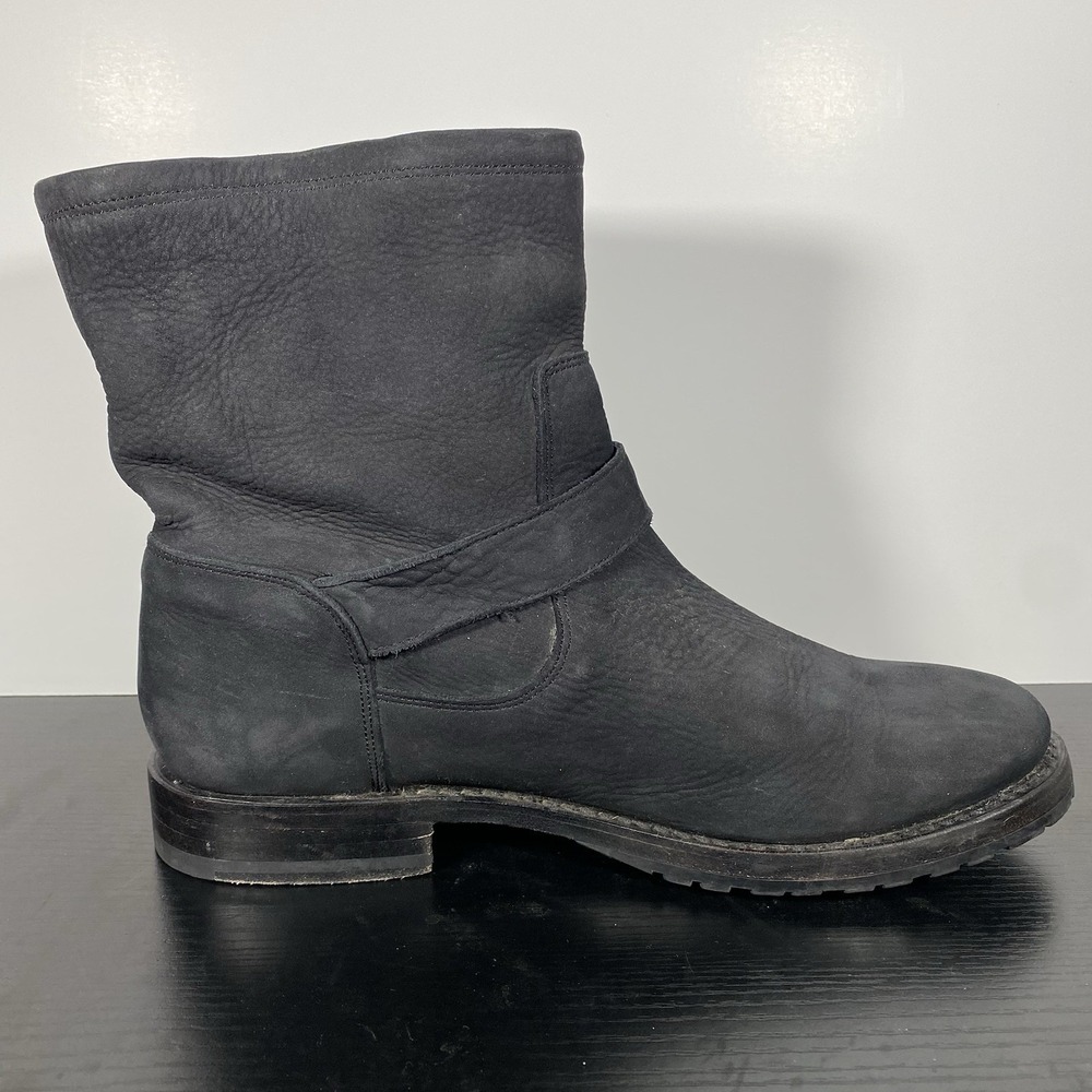 Frye Natalie Short Engineer Boot Black Suede Pull-On Ankle Boots Womens Size 8 B - Picture 6 of 8